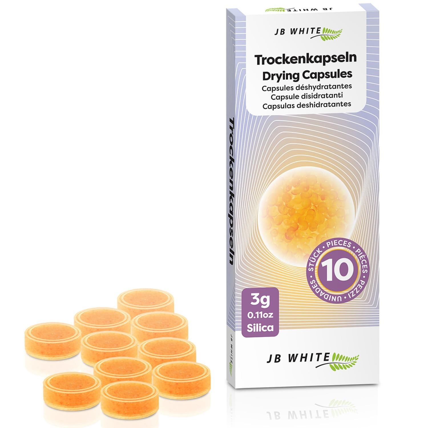 10 Pieces Hearing Aid Drying Capsules C&C Dry-Cap for Phonak, Starkey, Unitron Charger Case, Hearing-Aid Accessory, Desiccant Tablets, Dehumidifier Caps (Orange Color Indicator, 10pcs)