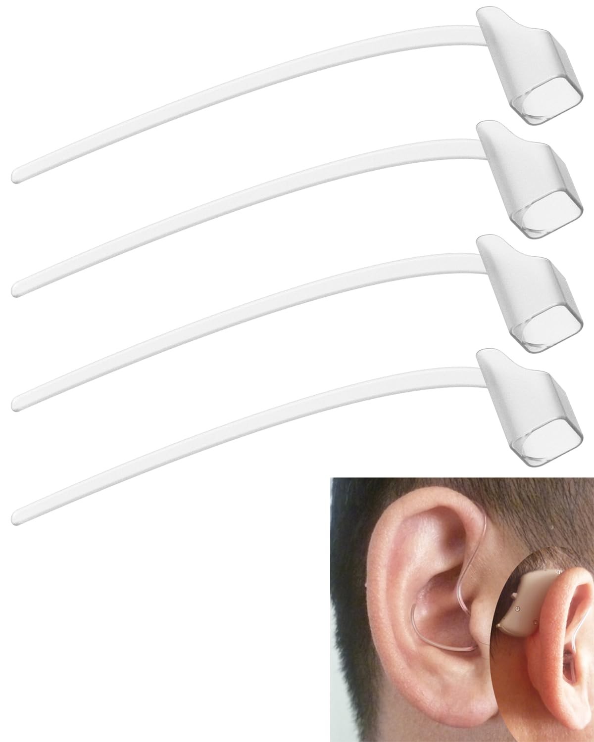 4-Pack Sports Lock for Oticon 85db - Low Touch and Secure Fit for Hearing Aids - Accessories for Oticon - Hearing Aid Supplies for Oticon - Hearing Aid Fixing Tail
