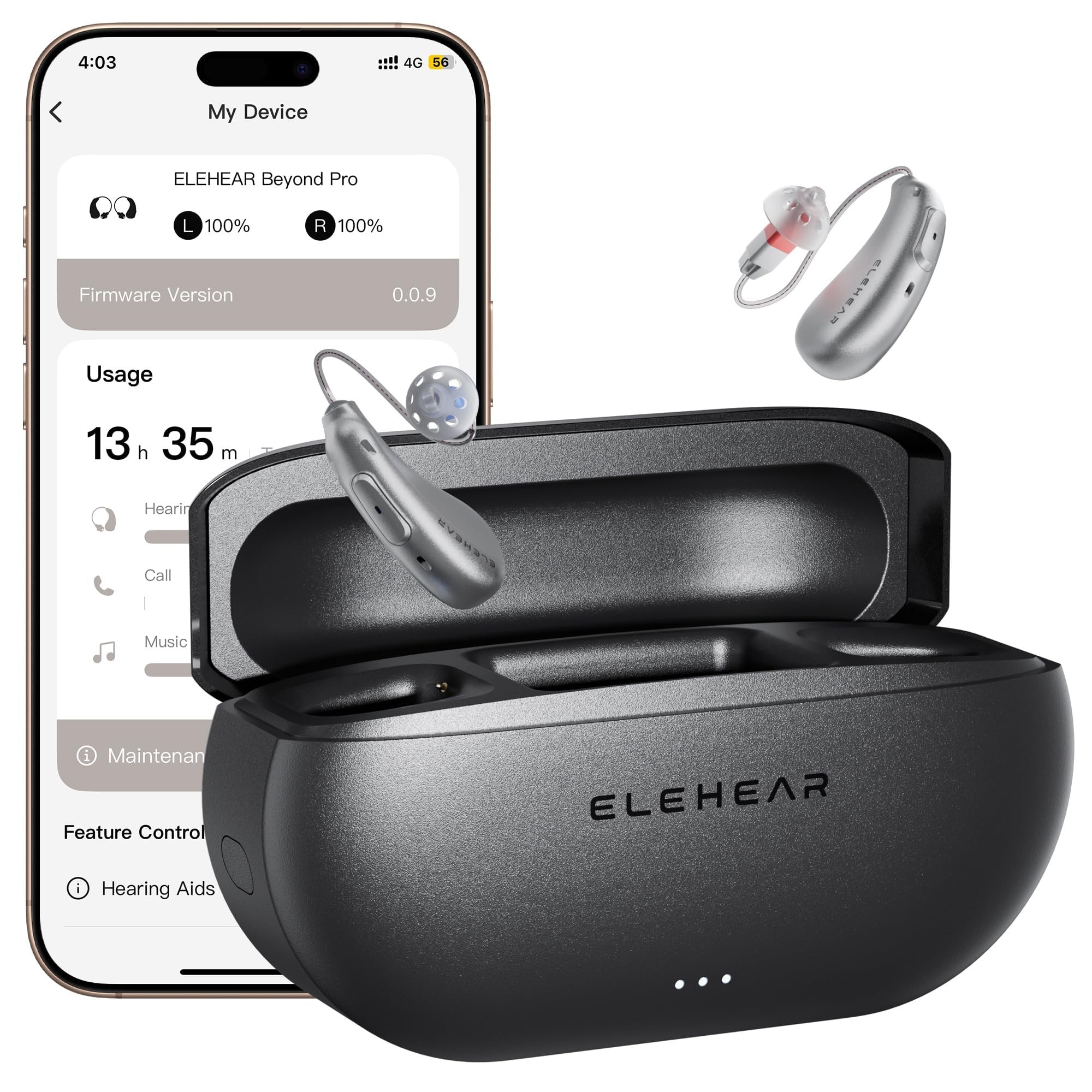 ELEHEAR-Beyond Pro Hearing Aids, Bluetooth OTC Hearing Aids for Seniors and Adults, Premium Sound Algorithm with VocClear 2.0, 30% Clearer Speech, Music Mode & Enhanced App, Bluetooth Streaming