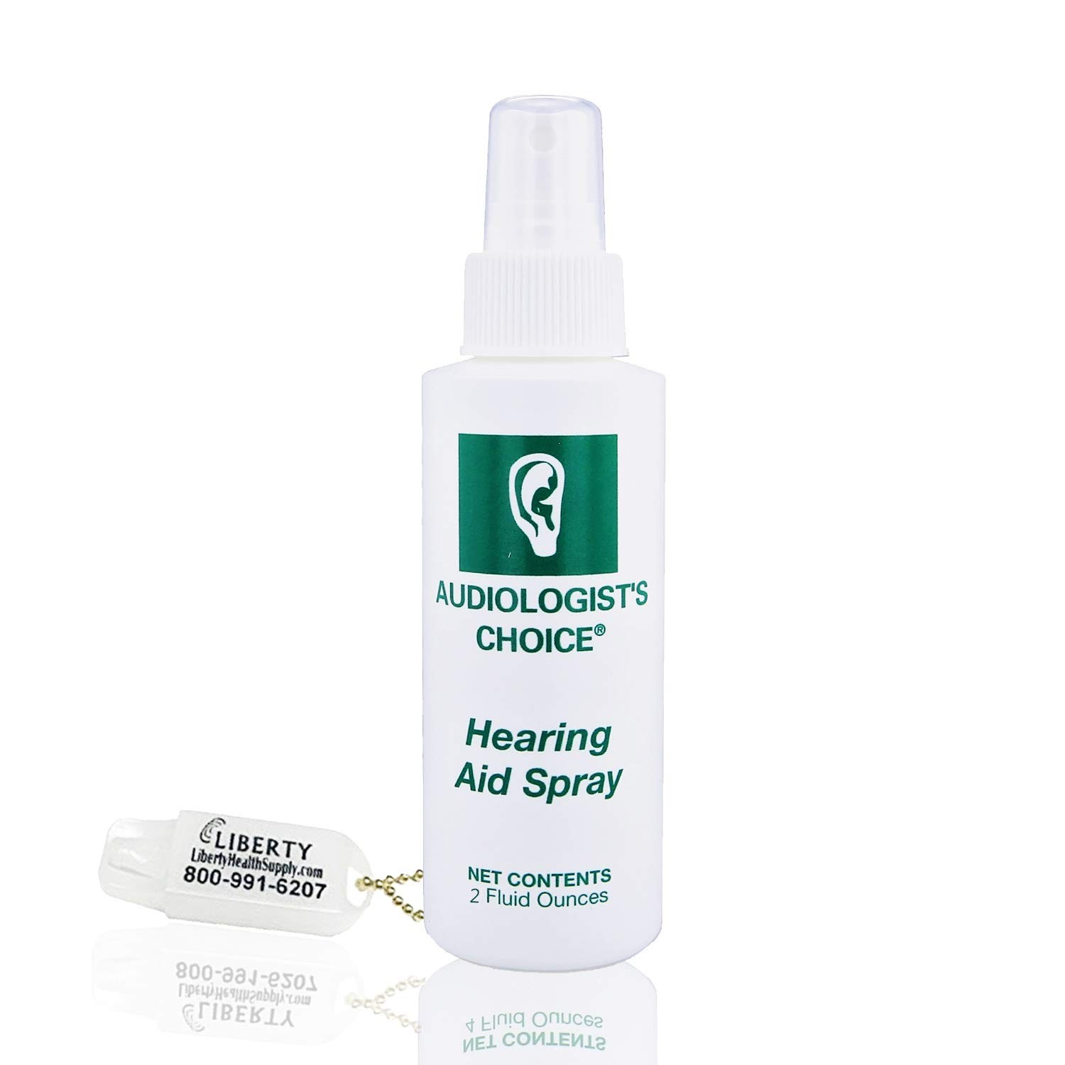 Hearing Aid Cleaner (2 oz Spray) Cleans Your Hearing Aids - Includes Liberty Hearing Aid Battery Keychain