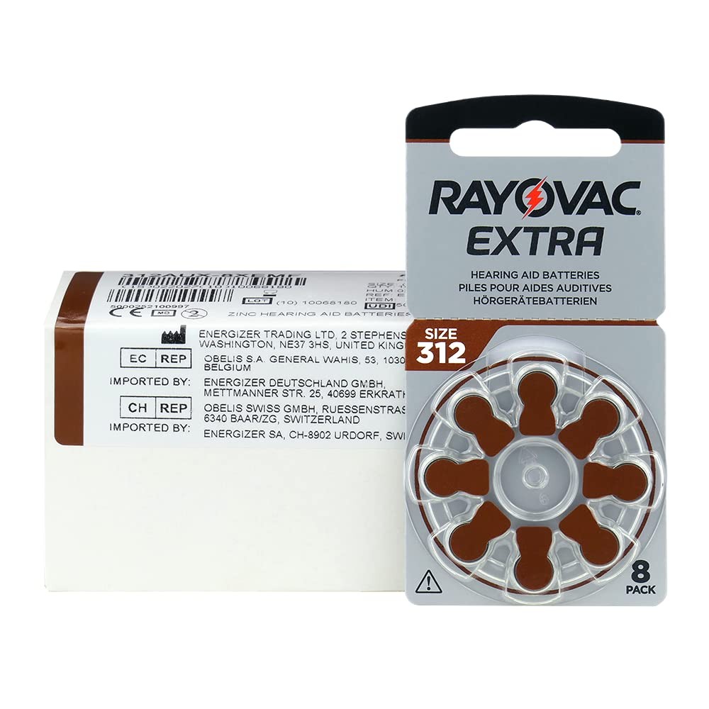 Rayovac Size 312 Extra Advanced Hearing Aid Batteries (80 Batteries - 10 Packs of 8 Batteries)