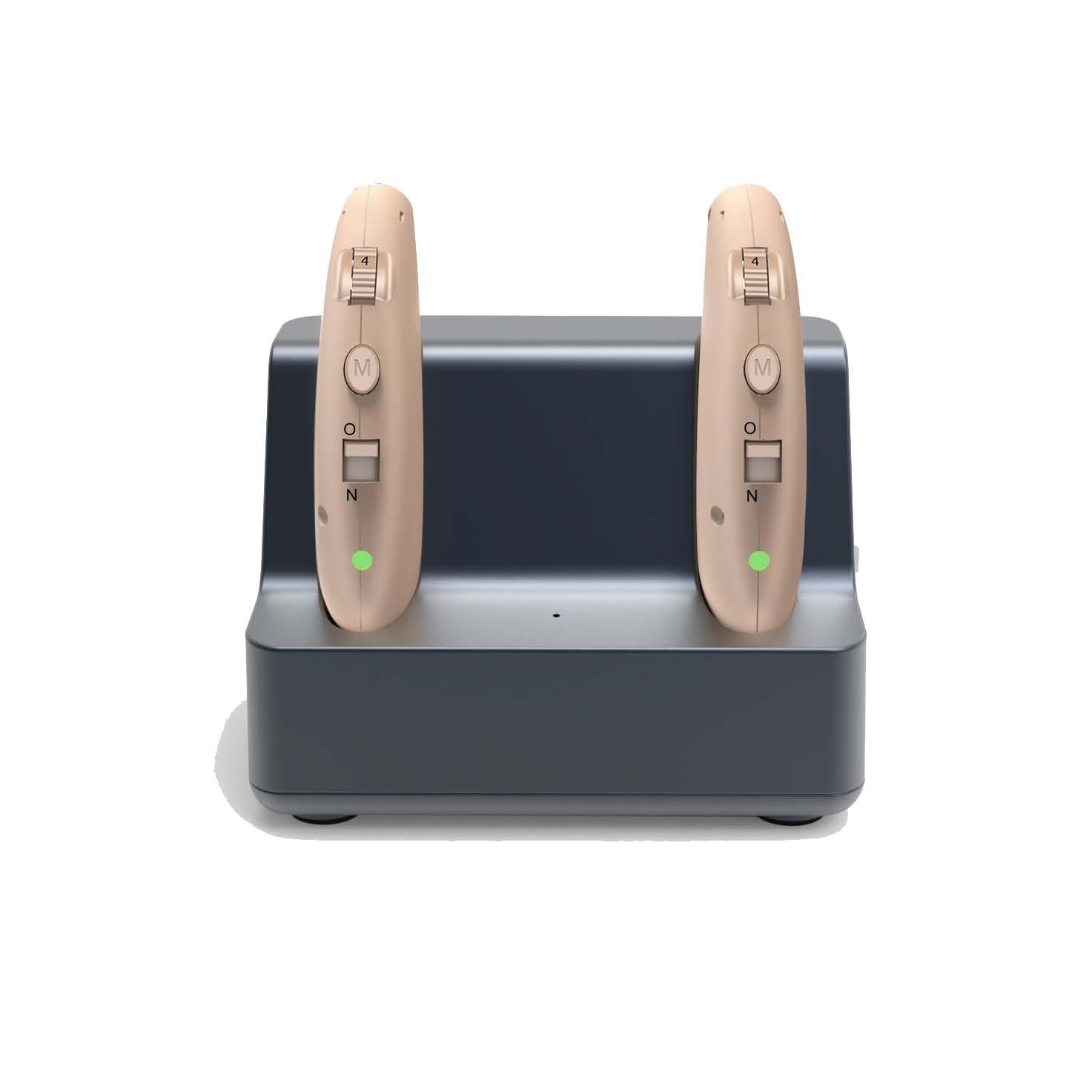 Rechargeable Hearing Aid for Seniors Digital Hearing Amplifier, Noise Cancelling with Magnetic Charging Base,Behind The Ear,BTE,TV,2-Pack