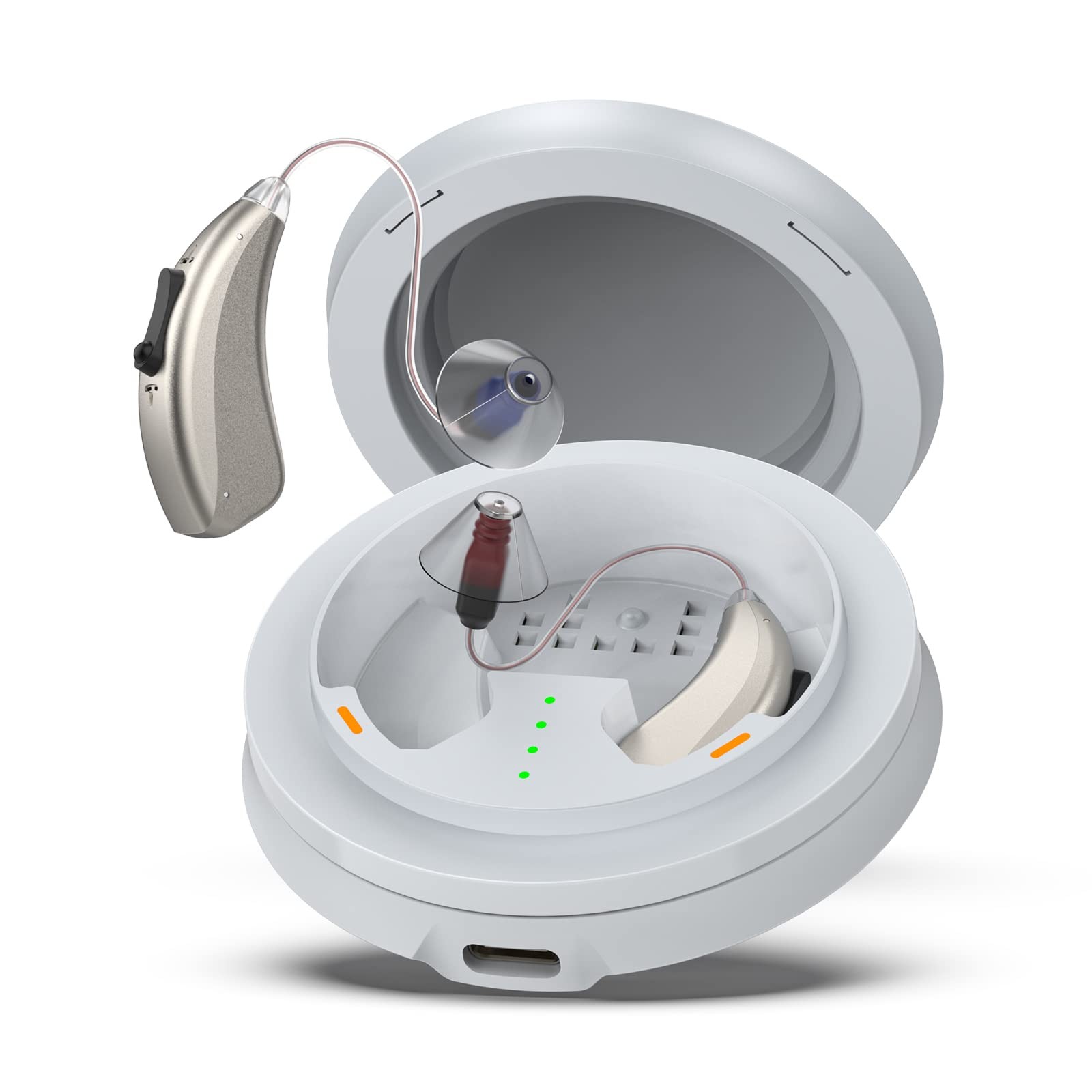 Rechargeable Hearing Aids for Seniors Adults Hearing Loss, Receiver-In-Canal(RIC) Hearing Amplifier, Three Noise Reduction Modes, Comfortable Fit, OTC (Champagne)