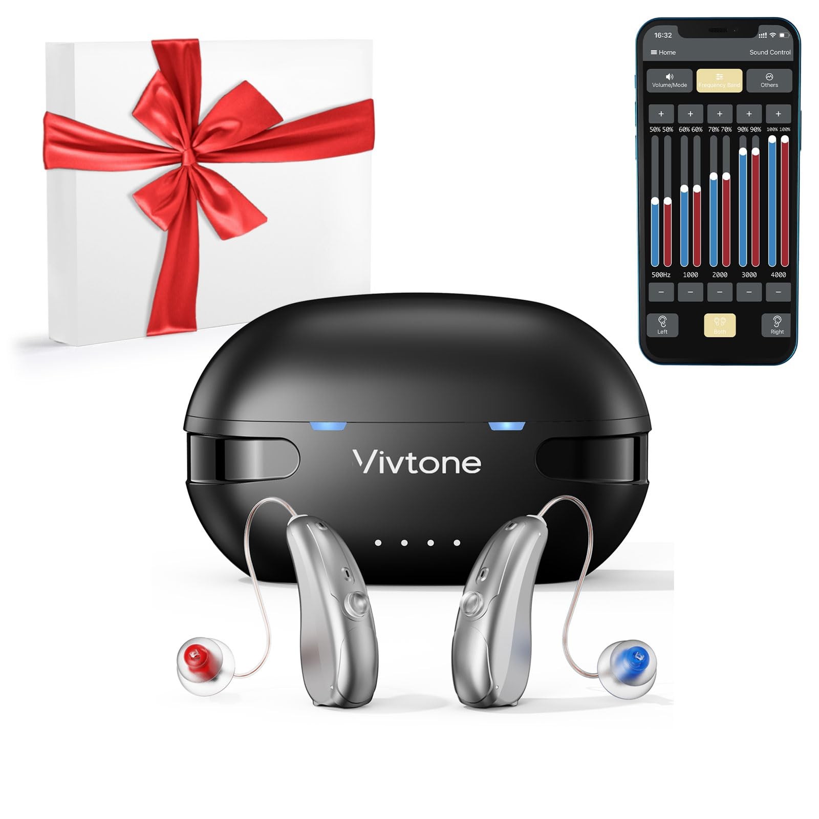 Vivtone Bluetooth Hearing Aids with APP Control for Precise Fitting, Phone Call & Music Streaming, Rechargeable OTC Hearing Aids for Seniors Adults Men Women, Xpure 2.0